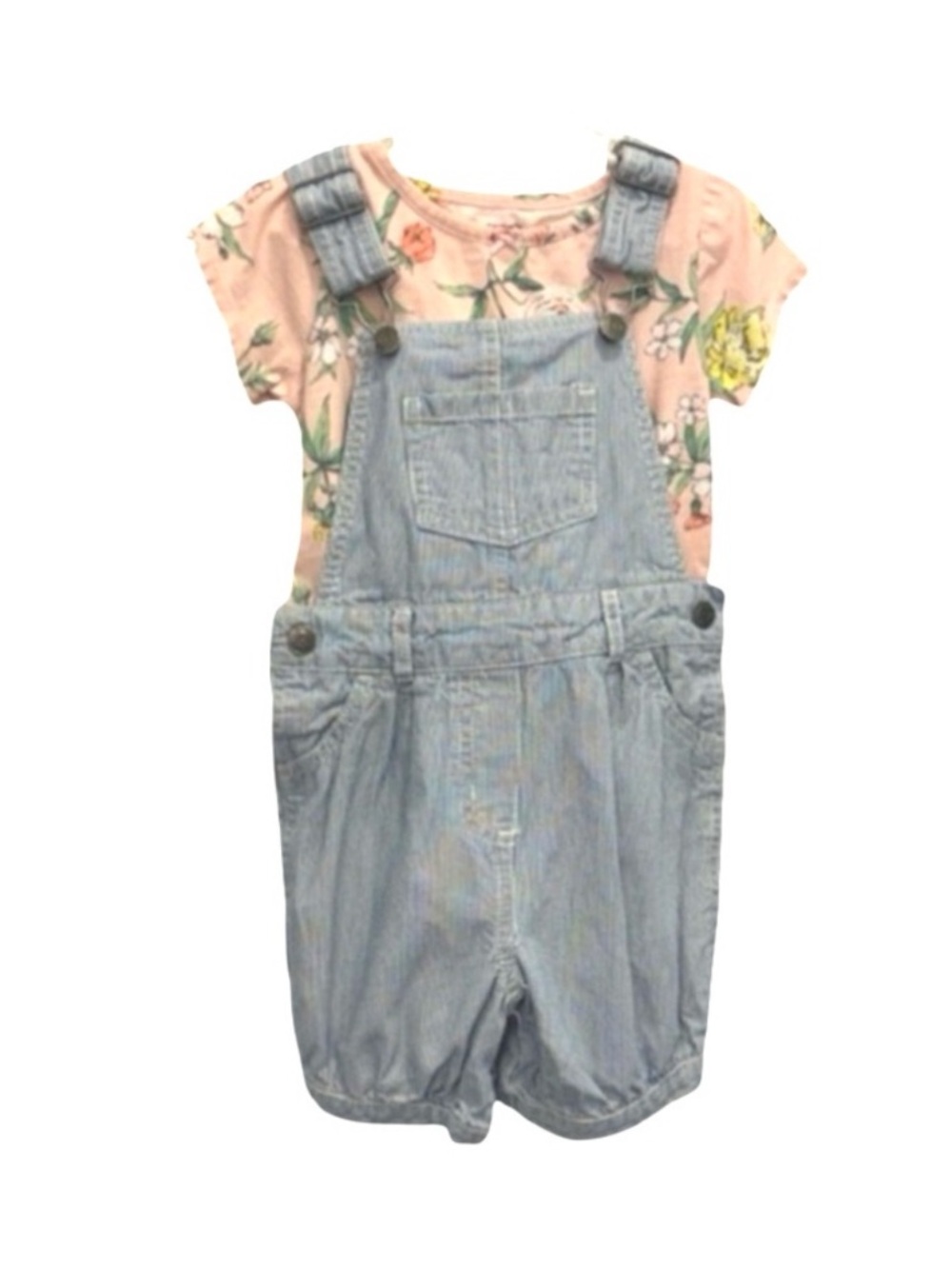Carters Denim Overalls and Flower Shirt Set